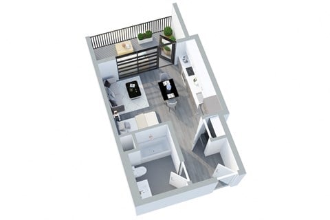 Floor plan for studio, 1 bath, 365 sqft